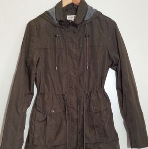 Merona olive green utility jacket with jersey lining and hood